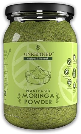 Unrefined Plant Based Moringa Powder 200 gm | THE MIRACLE TREE | Natural & Healthy Super Food | For Weight Loss and Immunity Building | EcoFriendly Glass Bottle