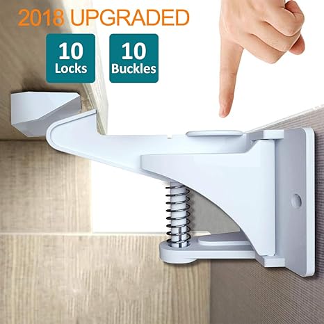 10 X Child Safety Cabinet Locks Baby Cupboard Locks For Drawers
