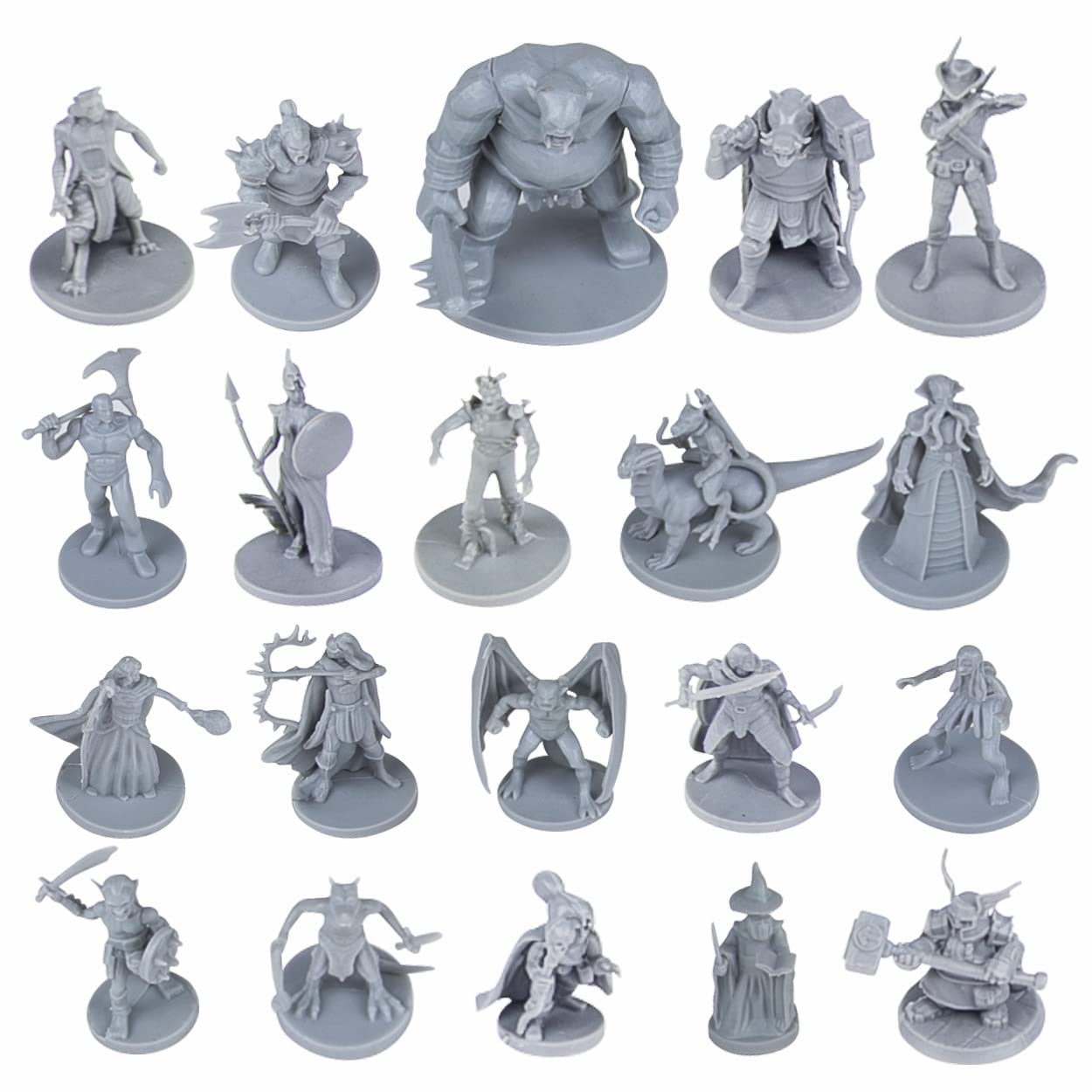 Path Gaming Fantasy Tabletop Miniatures for Dungeons and Dragons, 28MM Scaled, 20 Unique Designs, Bulk Unpainted