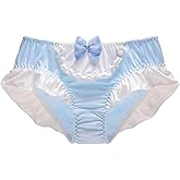Erlemetes Silk Panties for Women Cute Underwear Ladies Anime Ruffle Bow Bikini Briefs Soft Stretch Vintage Lingerie Panties
