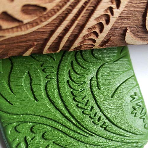 Embossing Rolling Pin Engraving Roller Cookies Decorating Embossed Rollers Pins with Engraved Flower for Baking Dough, Pie, Cookie, Fondant, Pastry, Biscuit (35 x 5cm)