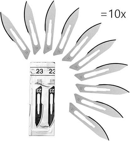 Lame Chirurgicale Jetable 23# Poignée 4 - Acier Carbone Stérile - Neuf