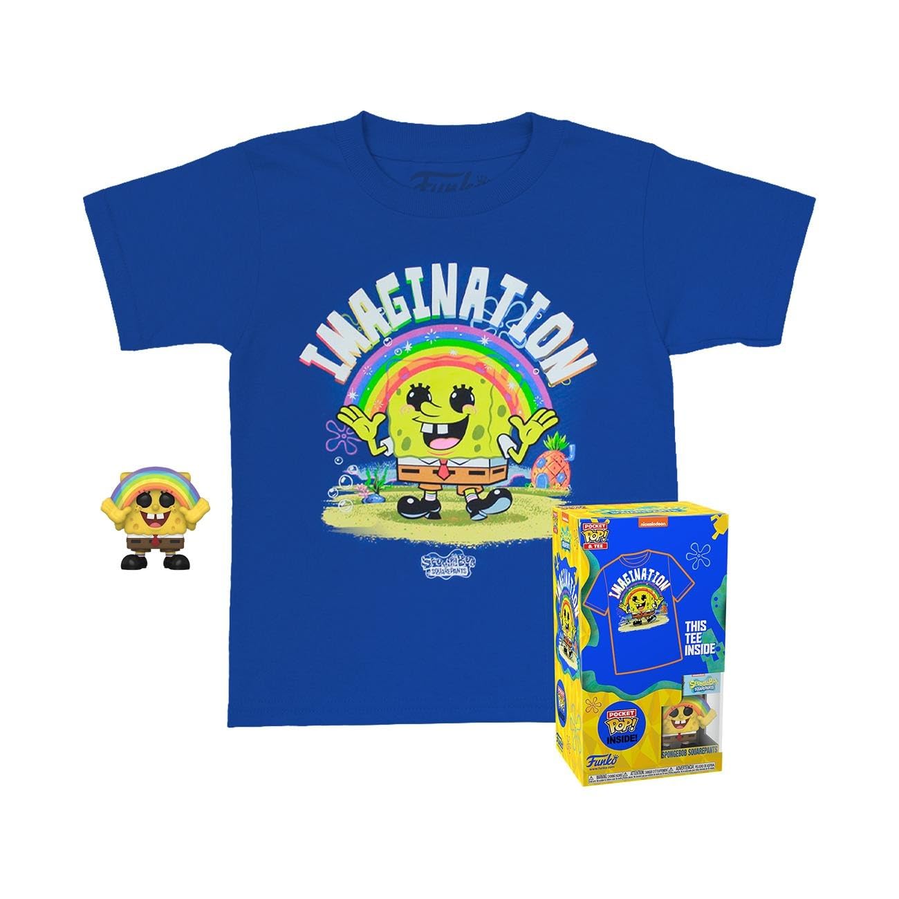 Funko Pocket POP! & Tee: Spongebob Squarepants - SB With Rainbow - for Children and Kids - Large - (L) - Spongebob Squarepants - T-Shirt - Clothes With Collectable Vinyl Minifigure - Gift Idea