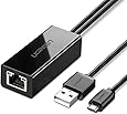 UGREEN Ethernet Adaptor for Chromecast and TV Stick Micro USB to RJ45 Lan Network Adaptor with USB 2.0 Power Cable for Power Supply