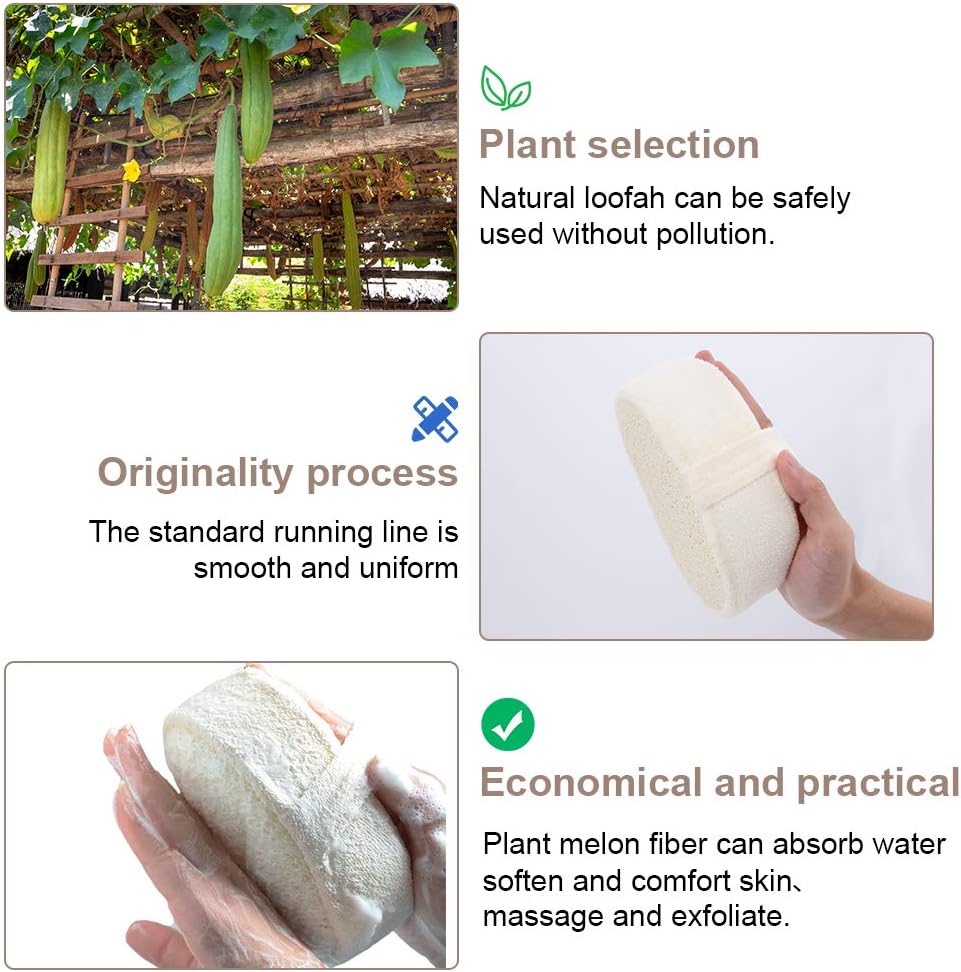 TAECOOOL Exfoliating Loofah Back Scrubber, 2 Packs 100% Natural Loofah Sponge Shower Body Scruber for Men/Women Bath Spa and Shower,Thickened Size 14.5 cm x 10 cm x 5 cm - Image 5