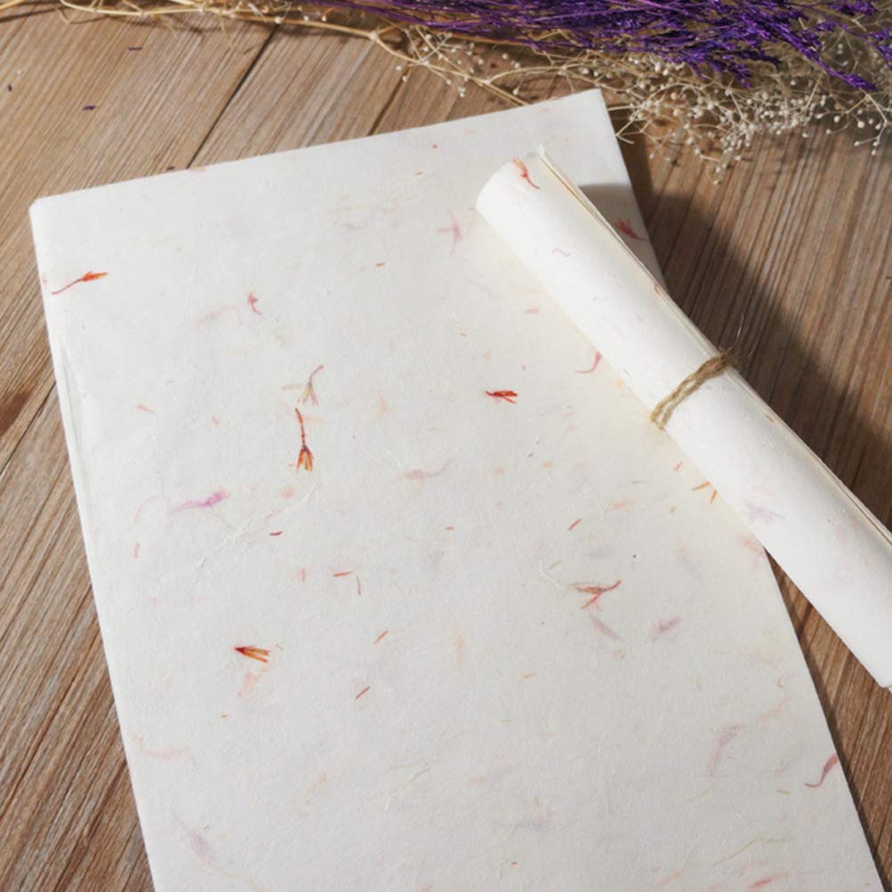 STOBOK 40pcs Chinese Calligraphy Paper Plant Flower Brush Rice Paper Craft Hand Made Art Tissue Xuan Letter Writing