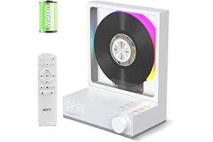 BODYMASTER Portable CD Player,Retro Bluetooth 5.3 CD Players for Home,Music Player with HiFi Speaker,4000mAh Recheageable/Remote Contro/RGB Night Light/Sleep Timer/U Disk/Micro SD/AUX Desktop CD Players (White)