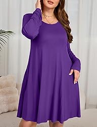 JollieLovin Women Long Sleeve Dress with Pockets