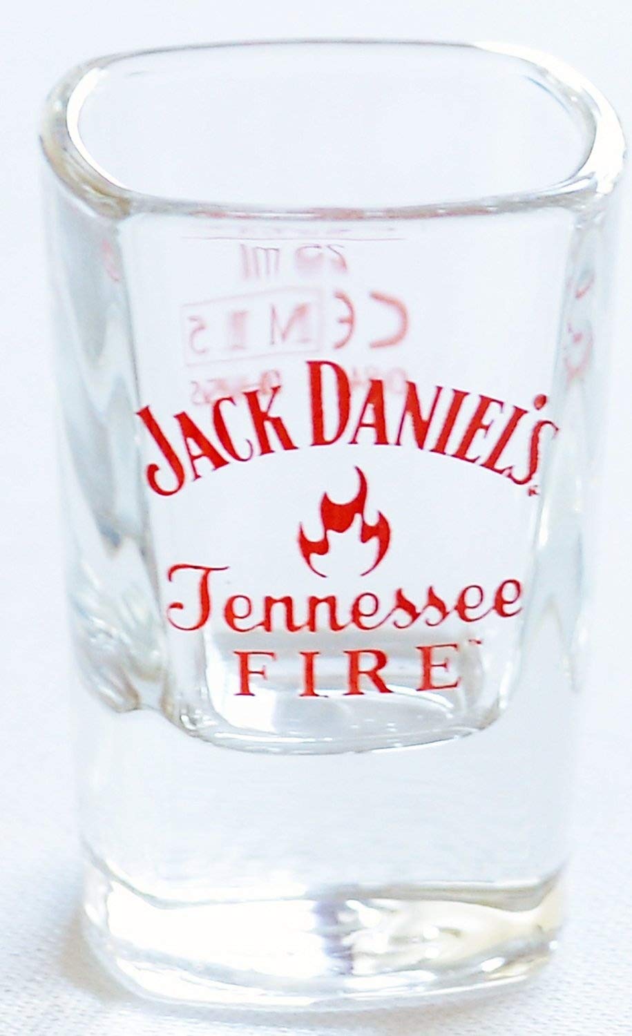JACK DANIELS TENNESSEE FIRE SHOT GLASS( SQUARE BASE HEAVY DUTY SHOT