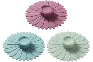 KEWEILIAN Sunflower Silicone Cup Covers (Set of 3) ， Multicolored Silicone Lids for Mugs, Cups, Tea Pots,Flexible Mug Covers，Hot Cup Lids for Coffee & Tea