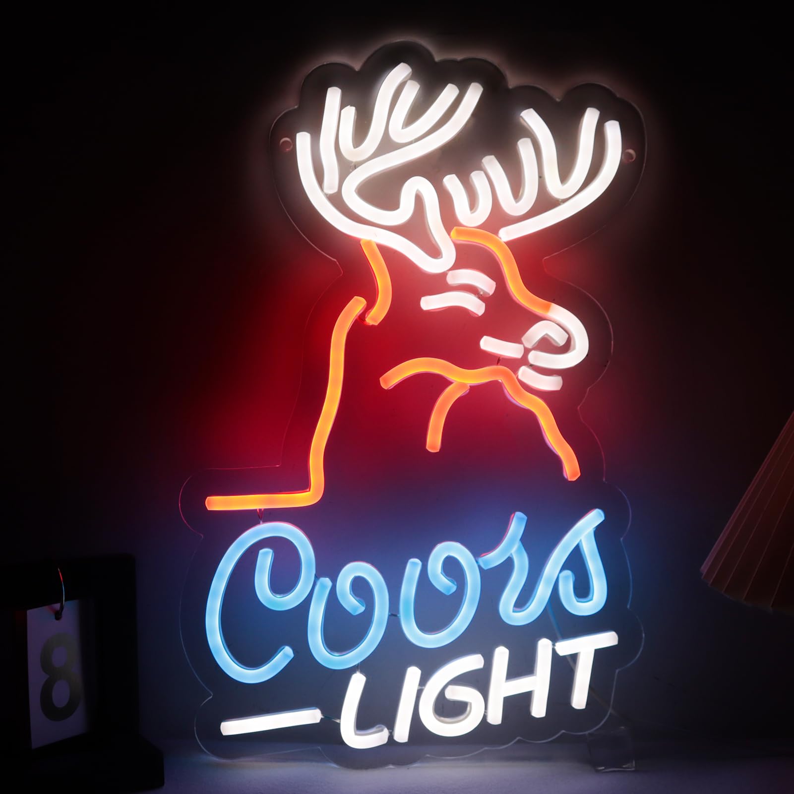 Photo 1 of JFLLamp Deer Head Crs Light Neon Signs for Wall Decor Neon Lights for Bedroom Led Signs Suitable for Man Cave Bar Pub Christmas Birthday Party Gift