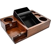 NAVREX 13.4'' Large Espresso Knock Box and Tamping Station, Solid Wood Espresso Accessories Organizer Box for 51MM-58MM Tampe