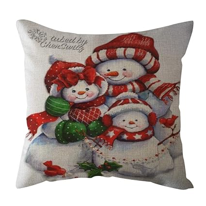 Amazon Com Linen Throw Pillows Cover Inkach Cute Christmas Print
