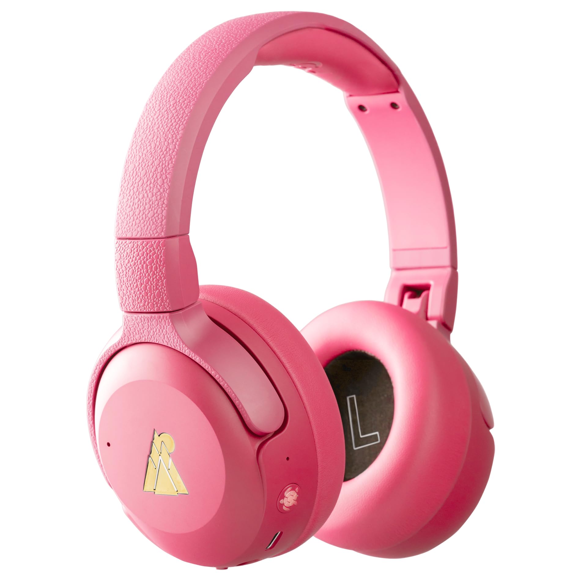 POGS Wireless Over-Ear Noise Cancelling Headphones | The Turtle | Foldable and Durable Headphones | Volume Limited 85 dB, Microphone | Wireless Music-Sharing Function (rPink)