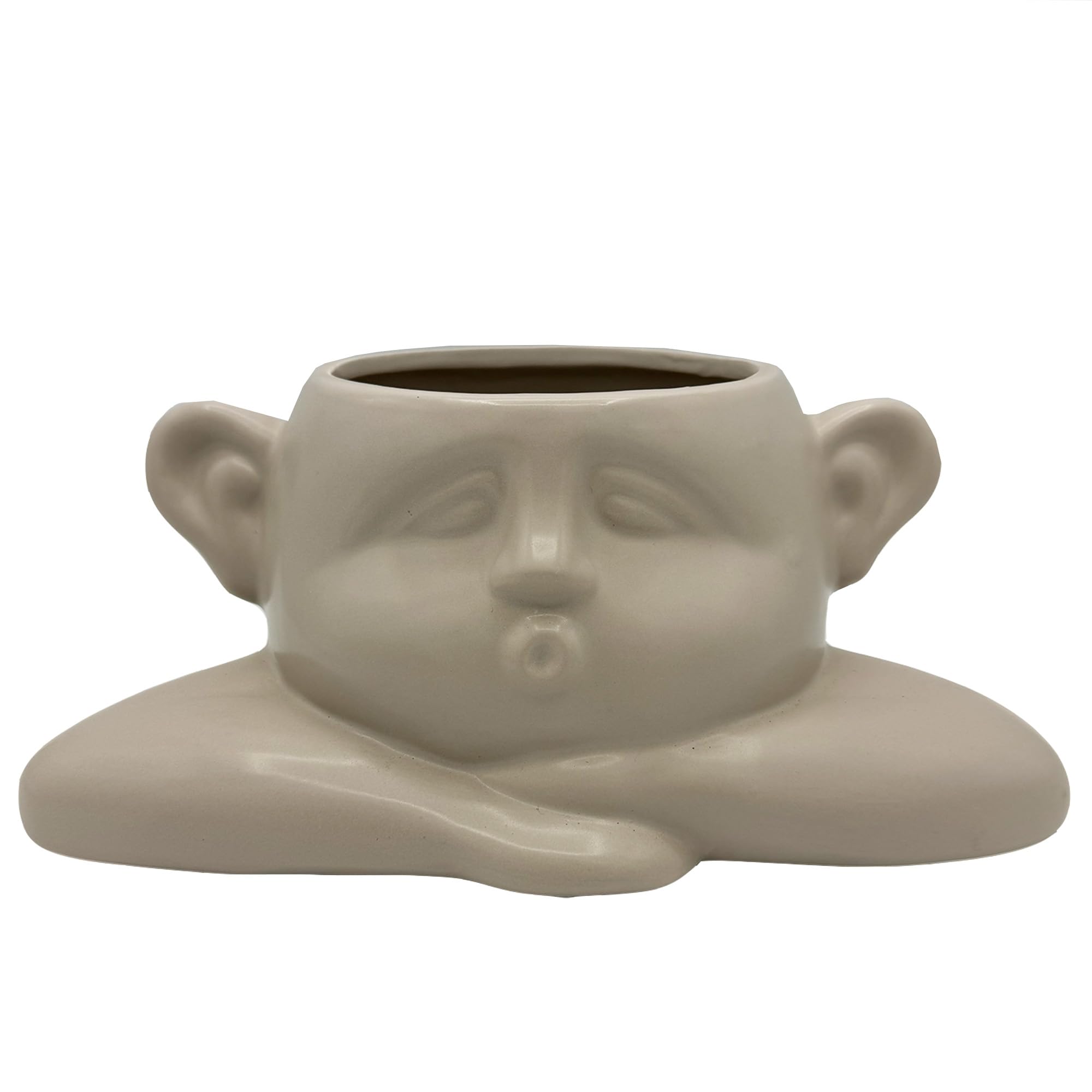 Sleeping Face Planter- Ceramic Planter- Outdoor Plant Pot- Indoor Plant Pot- Cute Face Planter- Baby Face Planter