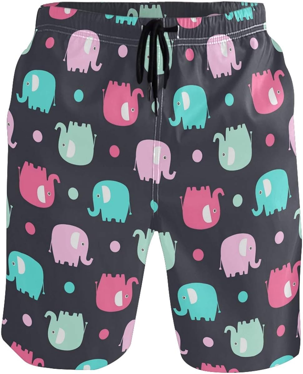 Men Swim Trunks Swimming Beach Elephant Animal Printed Surfing Board