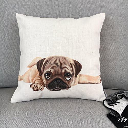 Pug pillow case - Cushion cover with doggy print is the best gift for dog lovers and their pets - Pillowcases in standard size 18ร18 inch (45ร45 cm) - For Pillows/Inserts up to 20ร20โณ