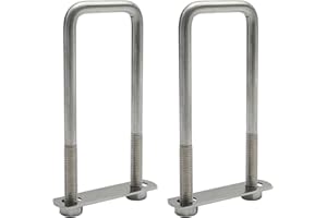 GMAPATS M10 304 Stainless Steel Square U-Bolts, 50mm Inner Width 150 mm Length with Nuts and Plates, Suitable for car Trailer