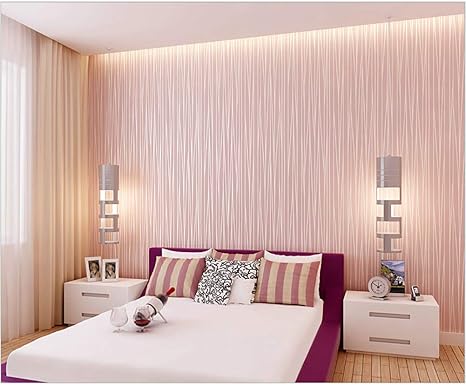Amazon じゃない 織り平野ストライプ テクスチャーパール 壁紙 ベッドルームリビングルームキッチンバスルームの壁のための壁の紙を群がる ライトピンク 0 53 9 5m ウォールステッカー オンライン通販