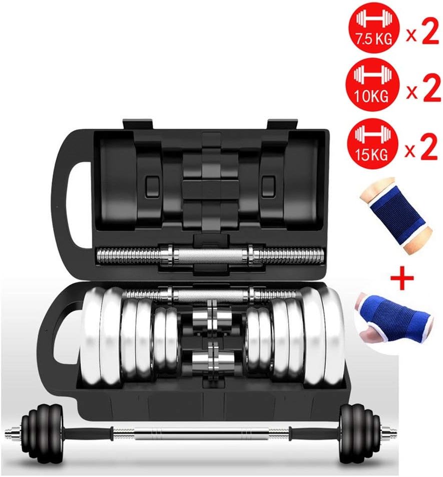 Heclong Dumbbells Set Large Dumbbells Barbell Adjustable Rubber Encased Metal Handles Strength Weight Iron 15KG 20Kg 30GK Body Building，Gym