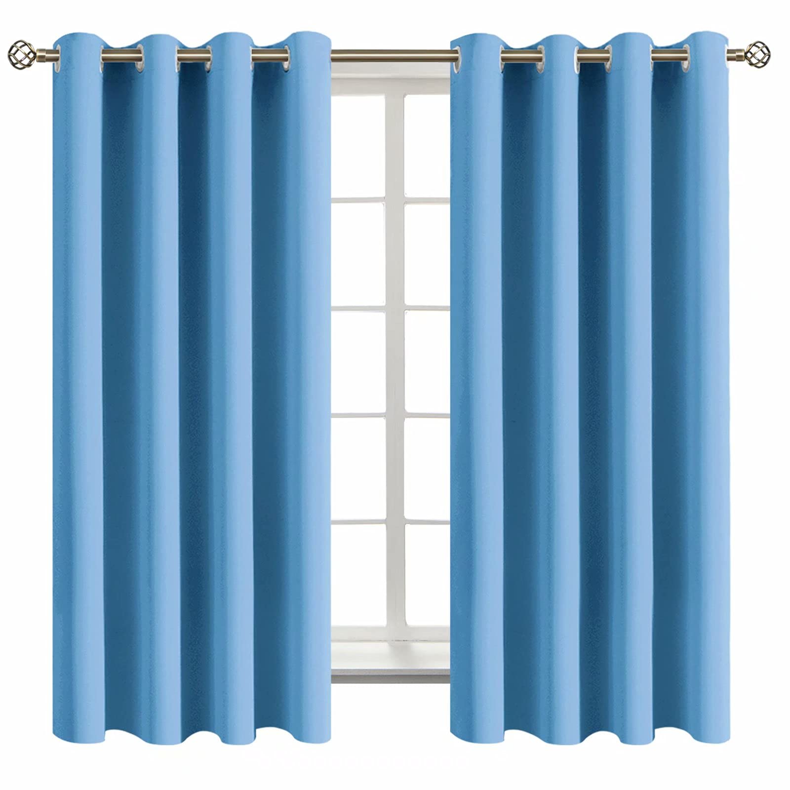 BGment Room Darkening Curtains 63 Inches Long - Grommet Thermal Insulated Drapes Window Treatment Curtains for Bedroom, 2 Panels, 52 x 63 Inch, Sky Blue
