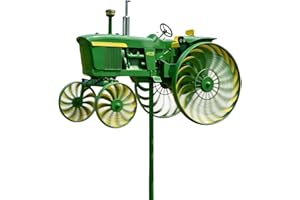 Outdoor Wind Spinner - Motion Art Wind Sculpture Tractor Stake,Metal Windmill Stake | for Front Yard Patio Porch Backyard Law