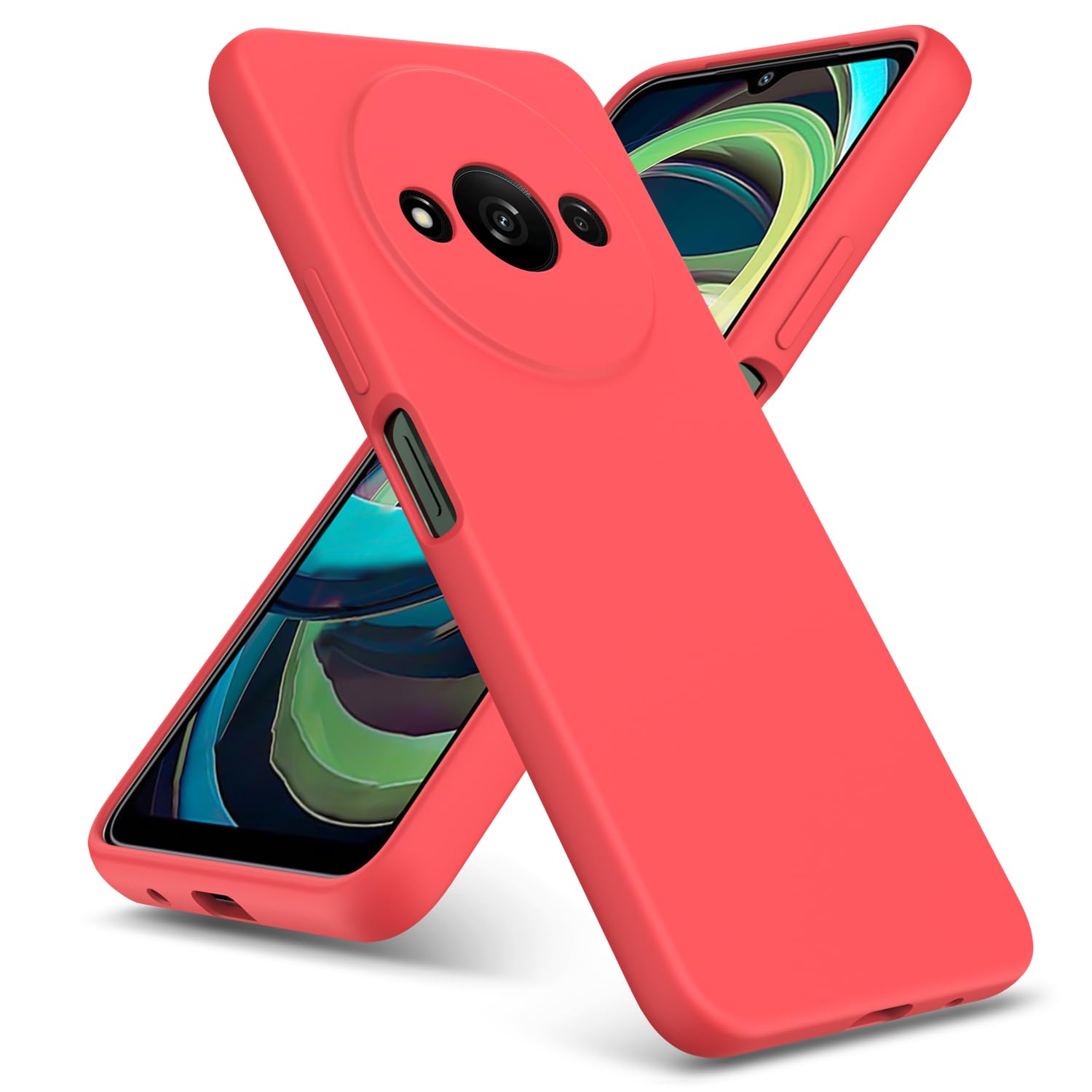 PIXFAB for Xiaomi Redmi A3 Case, Slim Liquid Silicone Shockproof [Anti-scratch] Armor Protective [Soft Touch] Rubber Gel Phone Cover compatible with for Xiaomi Redmi A3 - Red