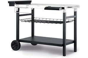 Pittazero Outdoor Grill Cart, 500lb Dining Cart Table with Three-Shelf, Stainless Steel Rolling Movable Food Prep and Work Table