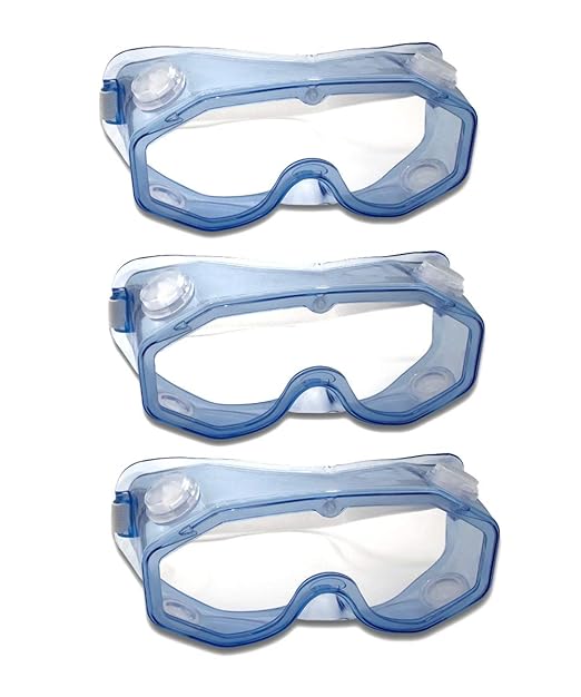 PROTECTIVE EQUIP 3 PACK SAFETY GOGGLES OVER GLASSES EYE PROTECTION