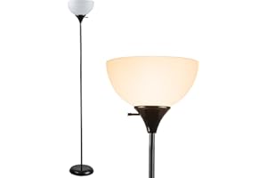 Newhouse Lighting NHFL-CH-BK Charles 71-inch Modern Standing, Torchiere Floor Lamp for Bedrooms, Living Room | Durable Floor Lamp For Home, Office, Reading (Black)