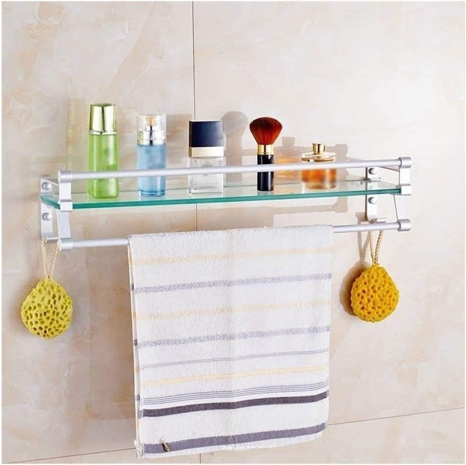 HUIZWJ Tempered Glass Shelf Square Bathroom Shelf with
