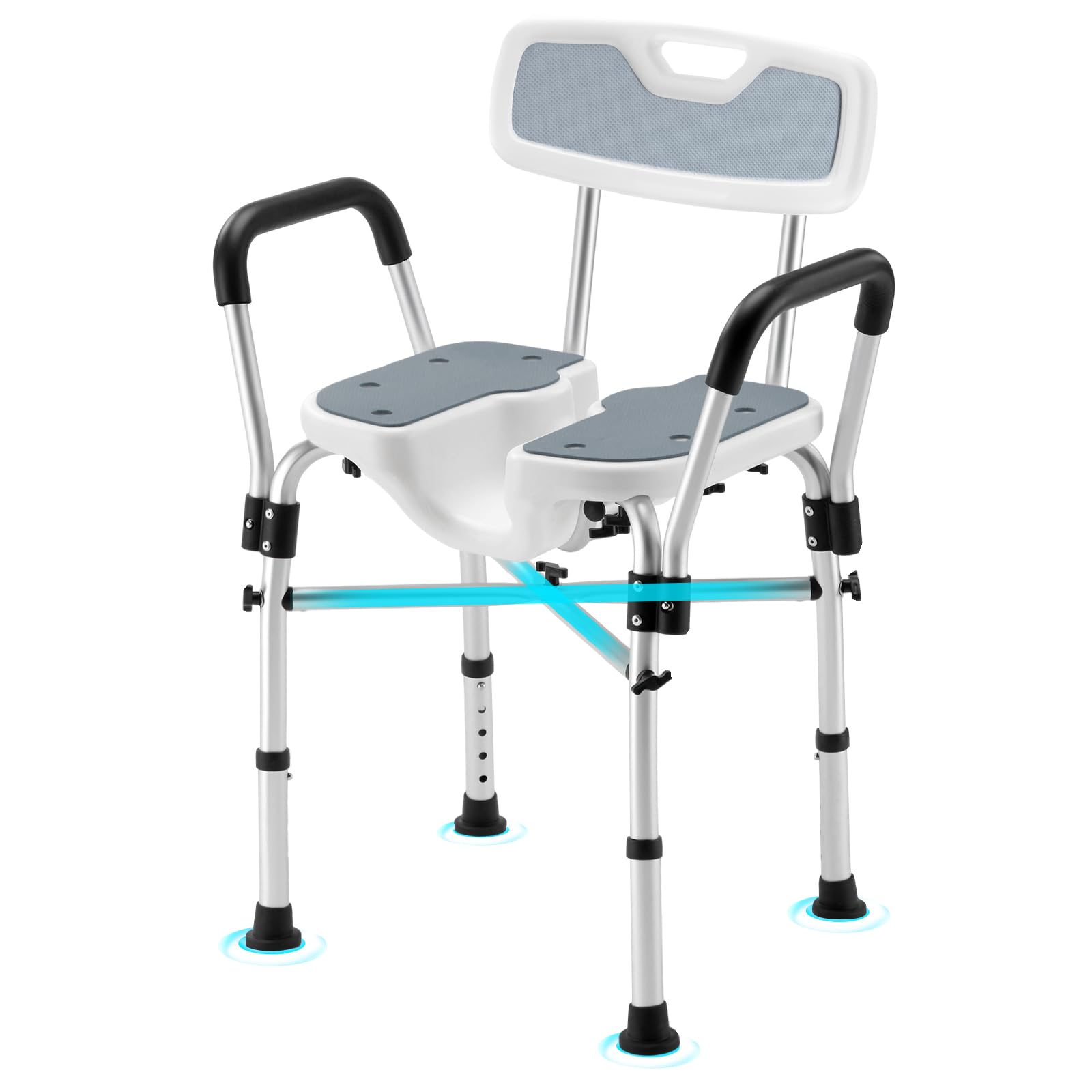 Photo 1 of U-Shaped Shower Chair for Inside Shower, 600lbs Heavy Duty Shower Chair for Elderly and Disabled, Shower Chair with Arms and Back, Height Adjustable Bath Chairs for Seniors