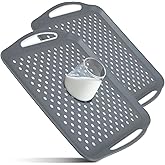 2Pcs Food Serving Tray with Handle, 17.7×12.6 Inch Non-Slip Plastic Serving Tray, Rectangle Gripping Nubs Food Trays, Shatter