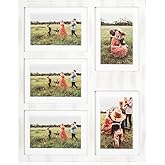 Great Lakes Memories GLM 4x6 or 5x7 Collage Picture Frames for Wall, Holds 5 Photos with Glass & Mat, 5x7 Picture Frame Collage, Picture Frames Wall Decor (White)