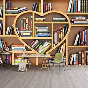 Wall Murals for Bedroom Modern Bookshelf Pattern Removable Wallpaper Peel and Stick Wall Stickers - 66x96 inches