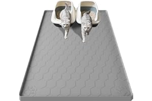 Cat Litter Mat Silicone Rubber, 101 * 71CM Pet Feeding Mat, Dog Cat Food Mat, Litter Box Mat, Waterproof, Non-Slip, Kitty Scr