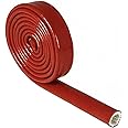 Insulation Heat Shielded Fire Thermo Armor Fire Sleeve Silicone Coated Fiberglass Heat Protection for Automotive Hose Lines & Electrical Wiring-（Red 1/2" ID x5FT）