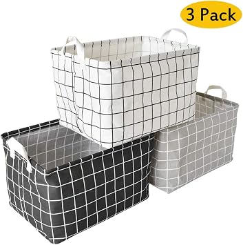Laundry Storage Organization Home Kitchen Menoly 4 Pack Square Toy Storage Bins Books Canvas Fabric Foldable Basket Laundry Storage Bins With Handles For Toys Clothing Brif Rs