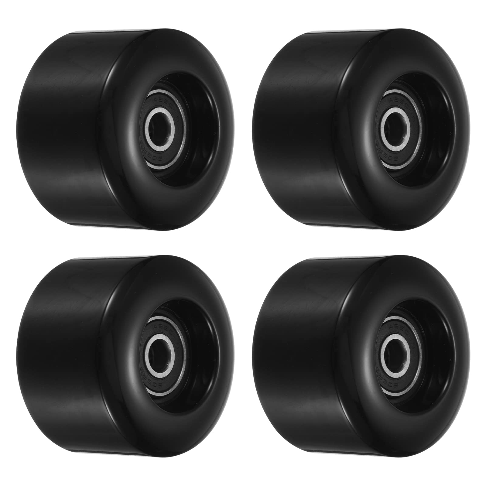 PATIKIL 55mm Skateboard Wheel with Bearings ABEC-9, 4 Pack Street Wheels for Skateboards Cruiser Wheel Replacement 80A, Black
