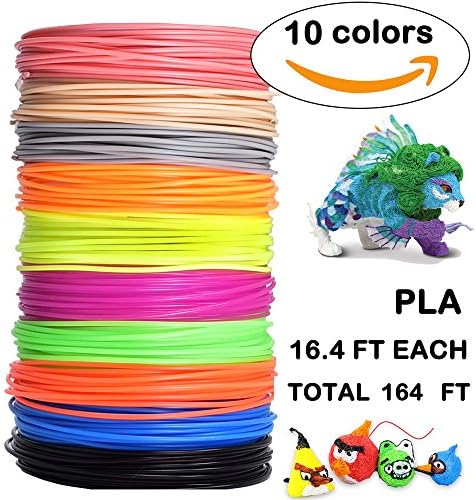 1.75mm PLA 3D Pen Filament Refills with 250 Stencils EBooks,SUGOO High Precision Filament (10 Colors,3 Glow in Dark included,16.4 Feet Each, Total 164 Feet) for MYNT3D Hongdak Tecboss 3Doodler,ect