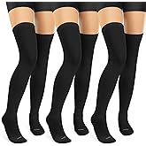 LEVSOX Thigh High Compression Socks for Women 15-20 mmHg Over the Knee Compression Stockings for Men 3 Pair
