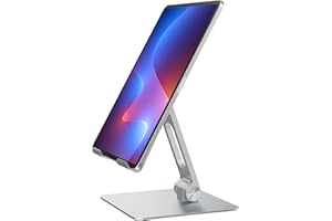 ALASHI Tablet Stand for Desk, Multi-Angle Adjustable, Foldable Portable Tablet Stands, Ergonomic Design Tablet Holder Compatible with 4 to 13 Inches Tablets, Silver
