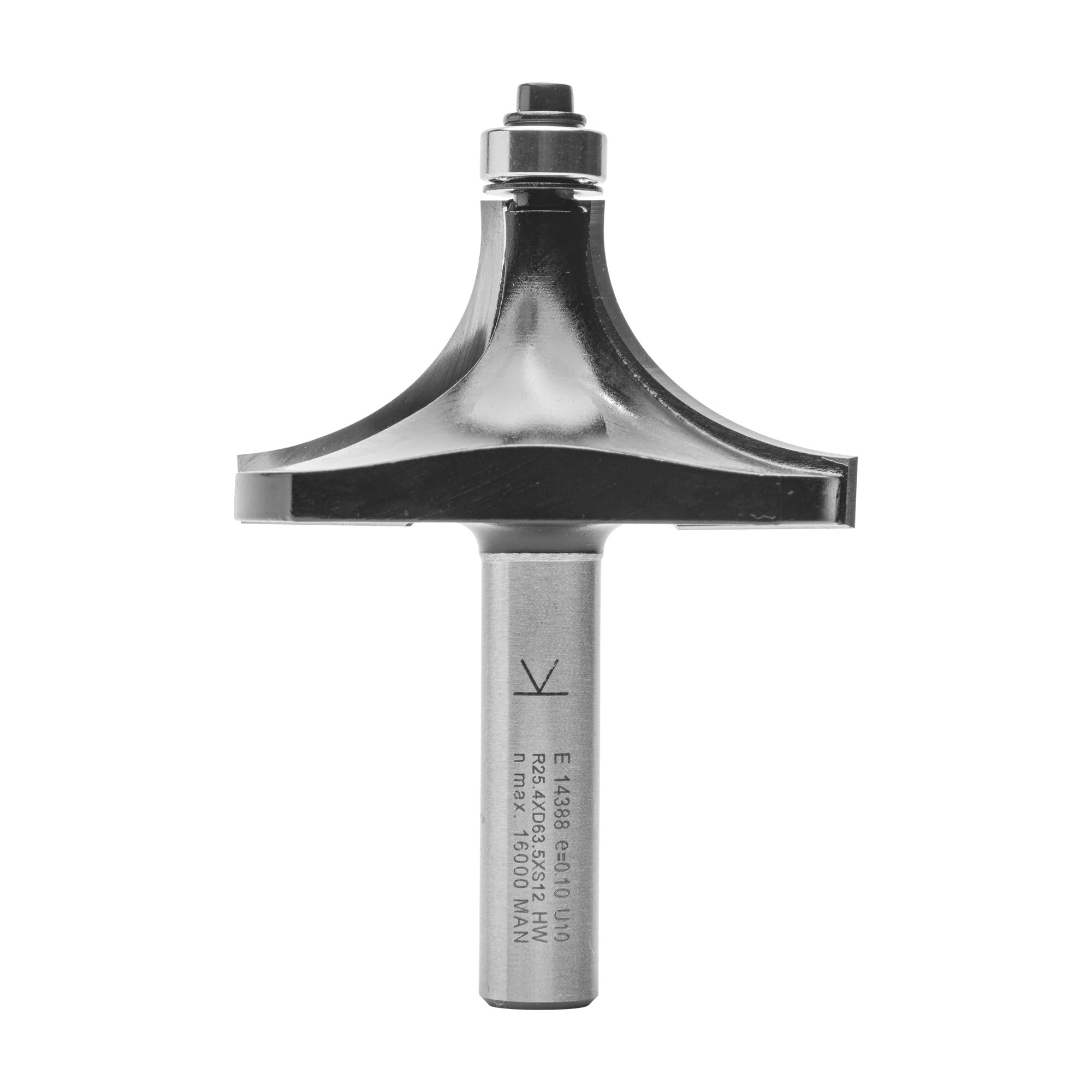 ENT 14388 Rounding Over Cutter TC Shank (S) 12 mm, Diameter (D) 63,5 mm, NL 31,8 mm, R 25,4 mm, SL 45 mm, with Ball Bearing