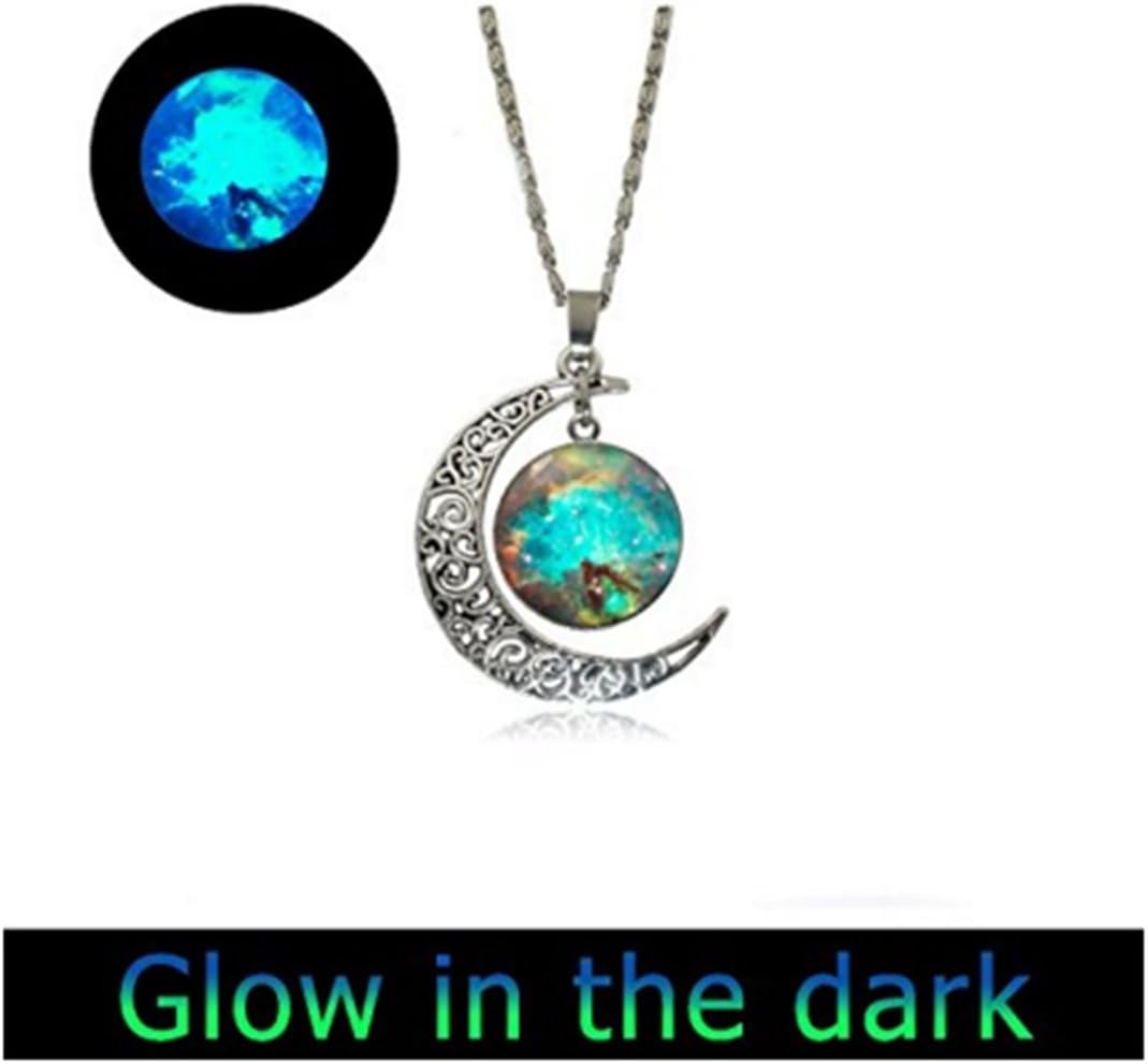 Glowing Nebula Glowing Necklace Galaxies Necklace Glowing Pendant Space Jewelry Full Moon Necklace