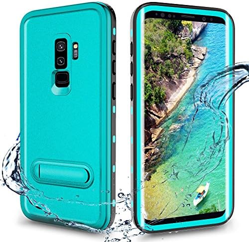 Samsung Galaxy S9 Plus Waterproof Case, IP68 Certified Full Body Protective Case with Kickstand, Shockproof Dustproof Case with Sensitive Screen Protector(Teal&Stand)