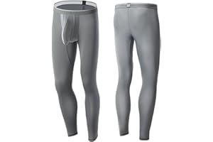 Agoky Mens Ice Silk Underwear Pants Tights with Pouch Long John Leggings Base Layer Sports Bottom