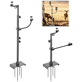 Dual Hunting Camera Mount, Twin Cam Bracket, For trail cam and solar panel | 17-47" Adjustable Height, dual camera mounts, heavy-duty iron, 360 rotation, universal 1/4" thread, all-terrain spiked stake