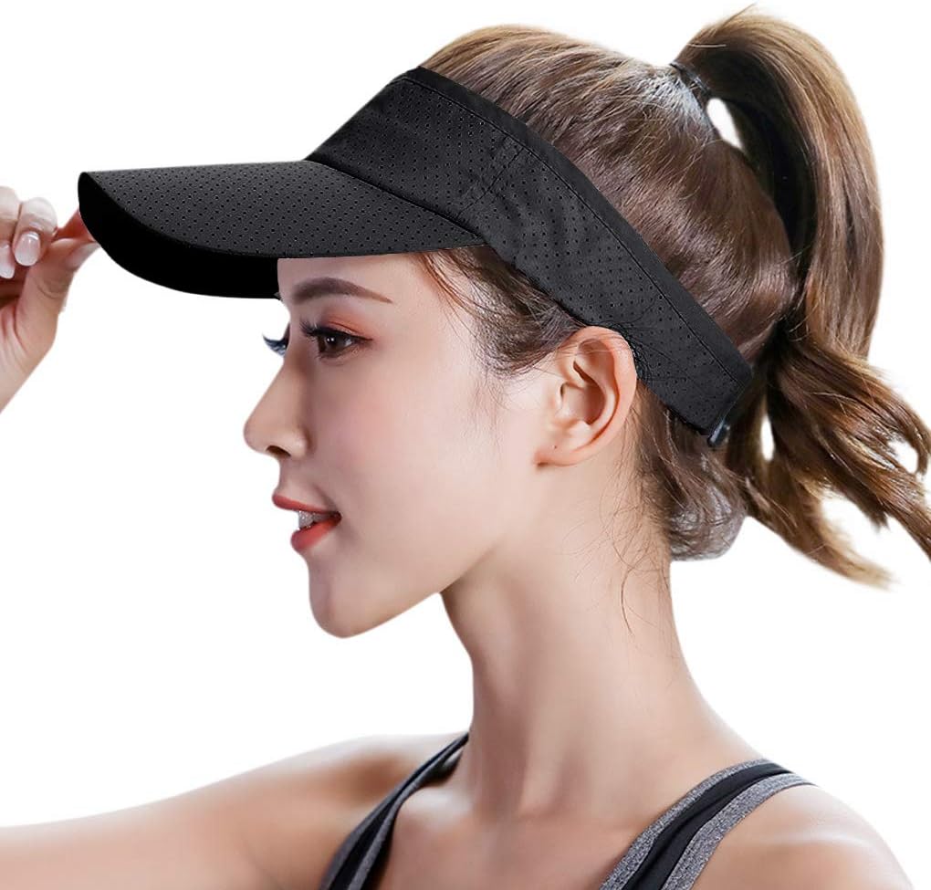IPENNY Ponytail Baseball Cap Sun Hat Adjustable Breathable Sports Cap UV Protection Hat Golf Tennis Volleyball Running Cap Lightweight Summer Headwear Sun Visor Hat for Men Women