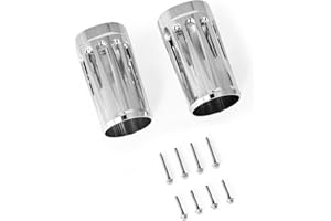 TOPRAMETAL 49mm Fork Slider Boots Cover for Harley Touring, FLHR, FLHX, Ultra Limited Low, CVO Street Glide, Bagger (Chromed, Deep style)