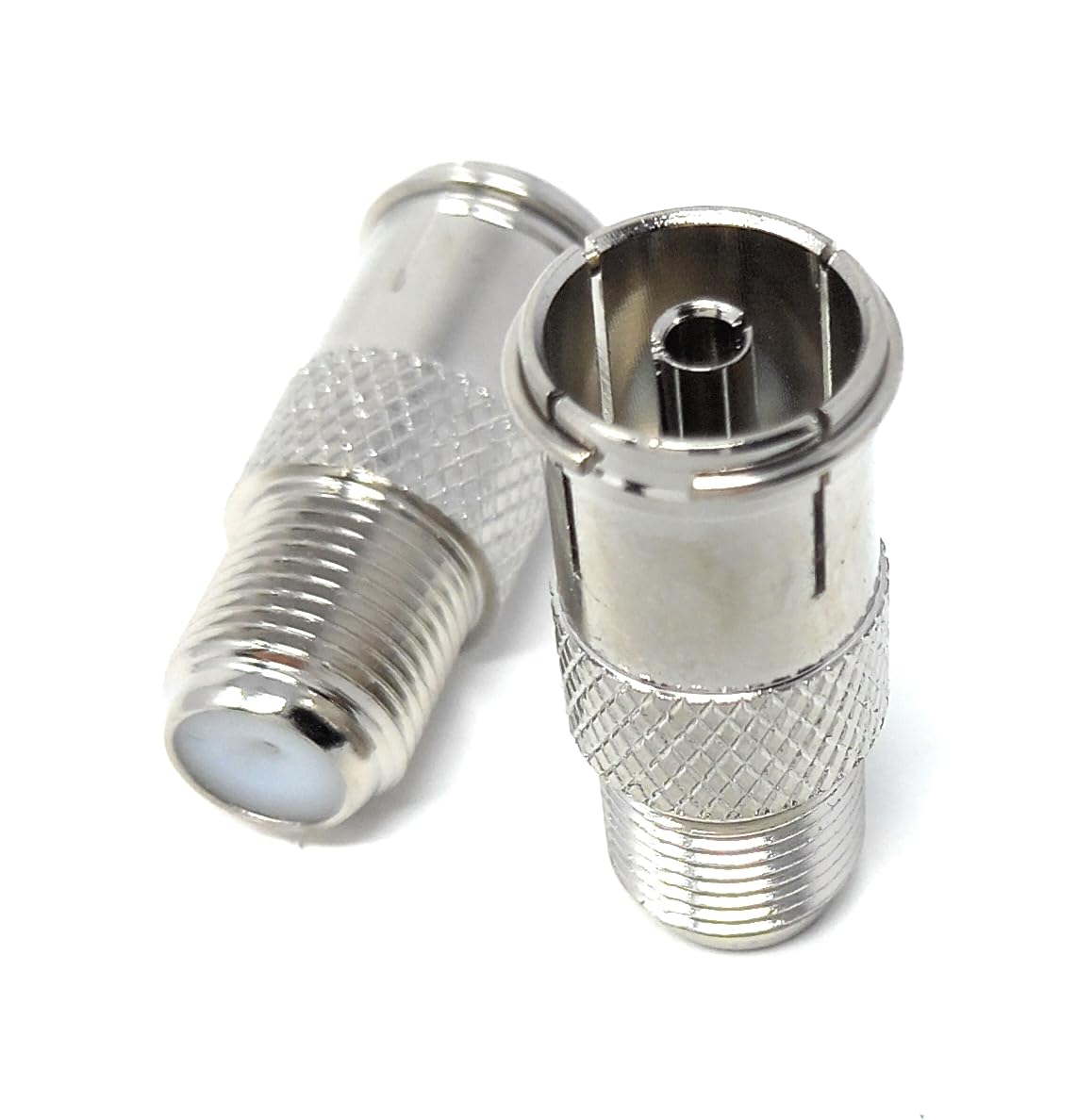 DRUT 2pcs. F Type Connector Socket to TV RF Socket Coax Aerial Antenna Female to Female Cable Adapter With Ridge (Silver)